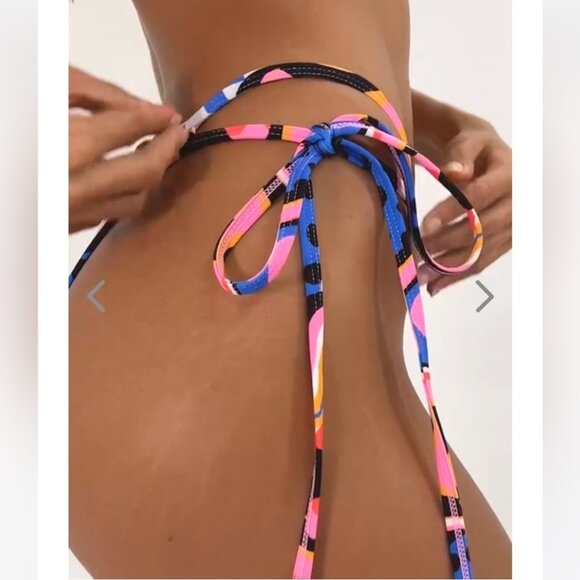 NWT OneOne Swimwear Bikini SET Anaheim Pink Retro Jenna Alexa 90s Print NEW - Picture 8 of 10